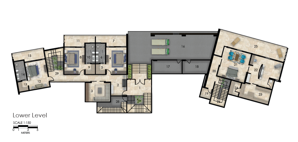 a floor plan of a house with a lot of rooms