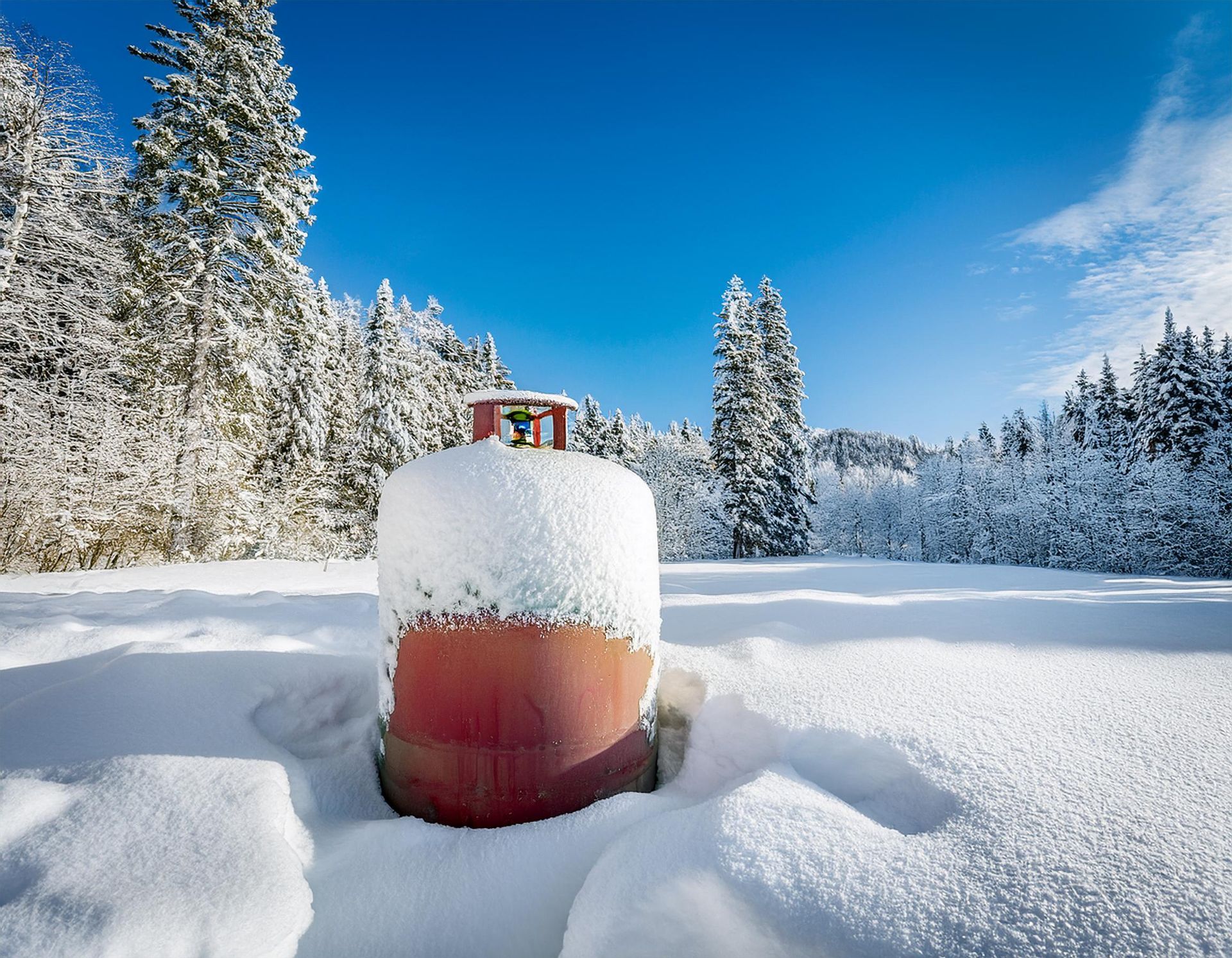 Firefly Propane Tank Covered in Snow