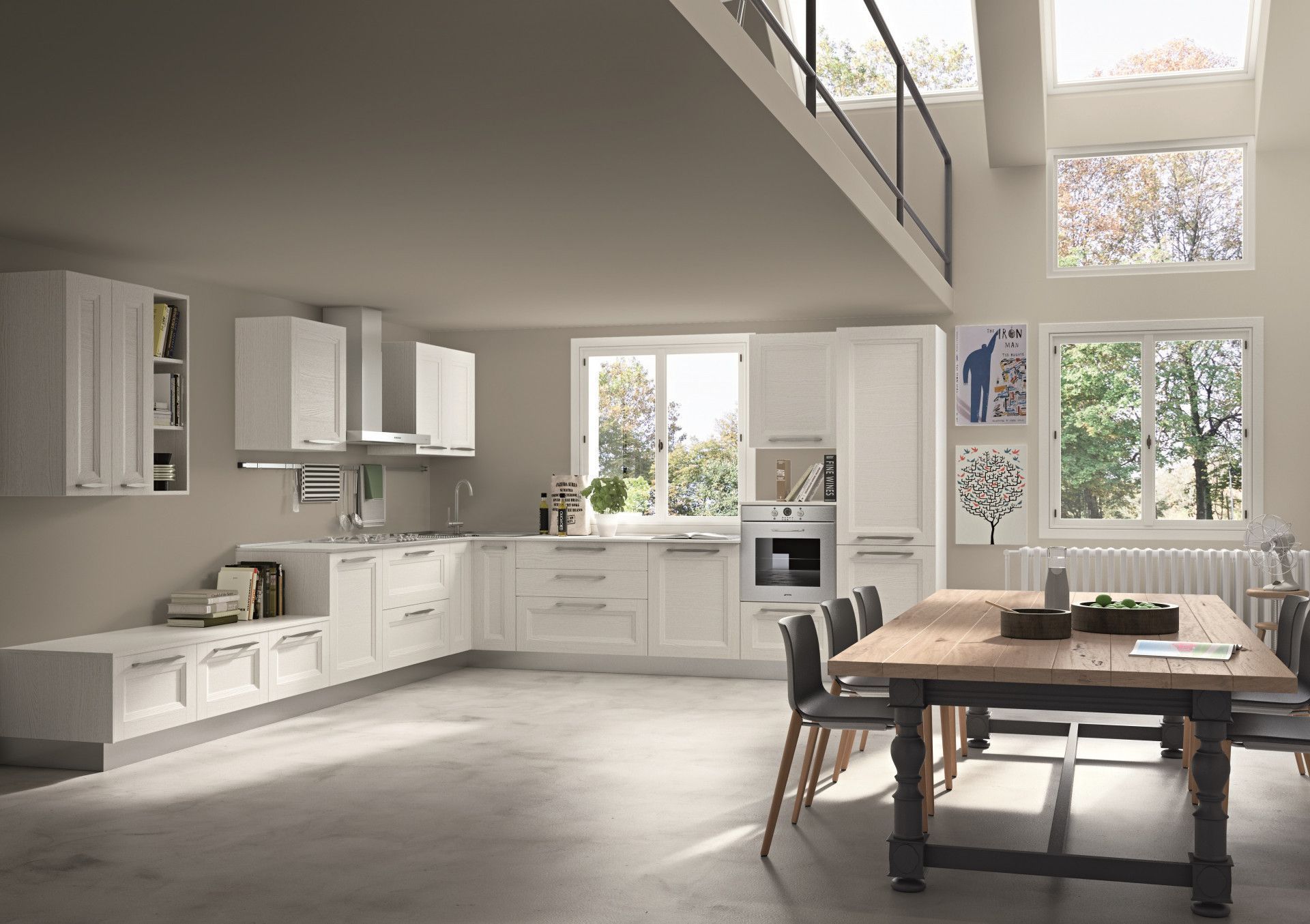 divano angolare con parete in mattoni alle spalle