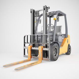 grey and yellow forklift truck