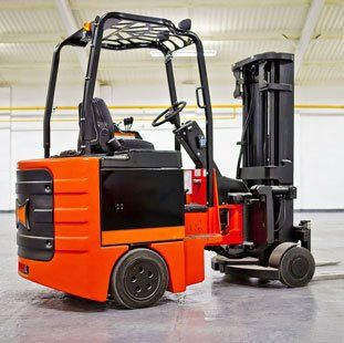 orange and grey forklift truck