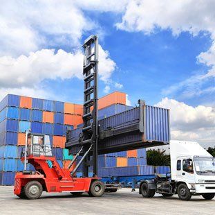 loading truck with a container