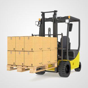 forklift truck with loaded pallet