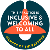 A sticker that says `` this practice is inclusive and welcoming to all ''.