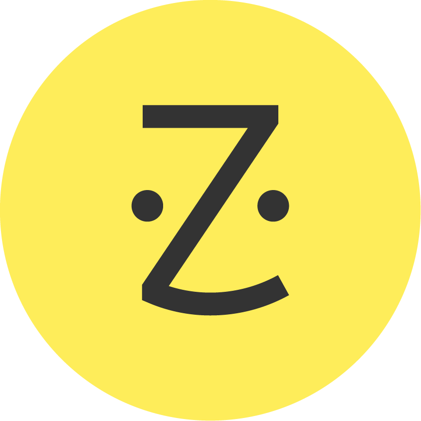 The letter z is in a yellow circle on a white background.