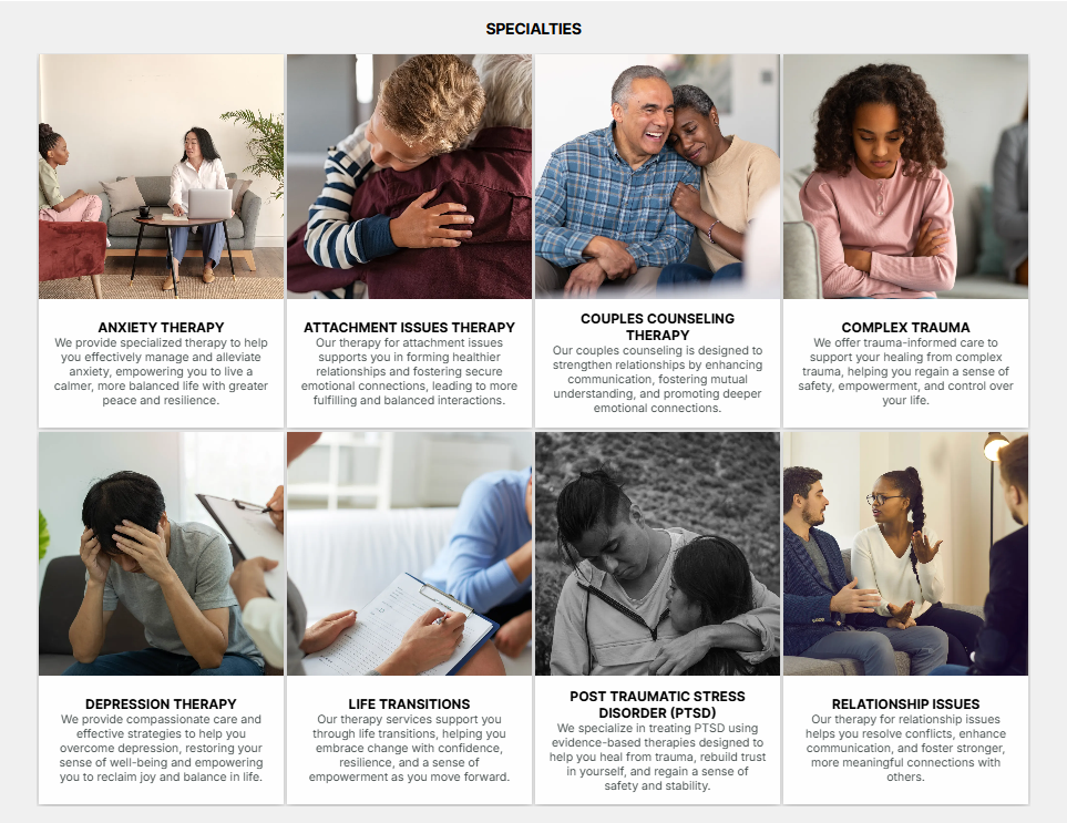 A collage of images showing different types of therapy.