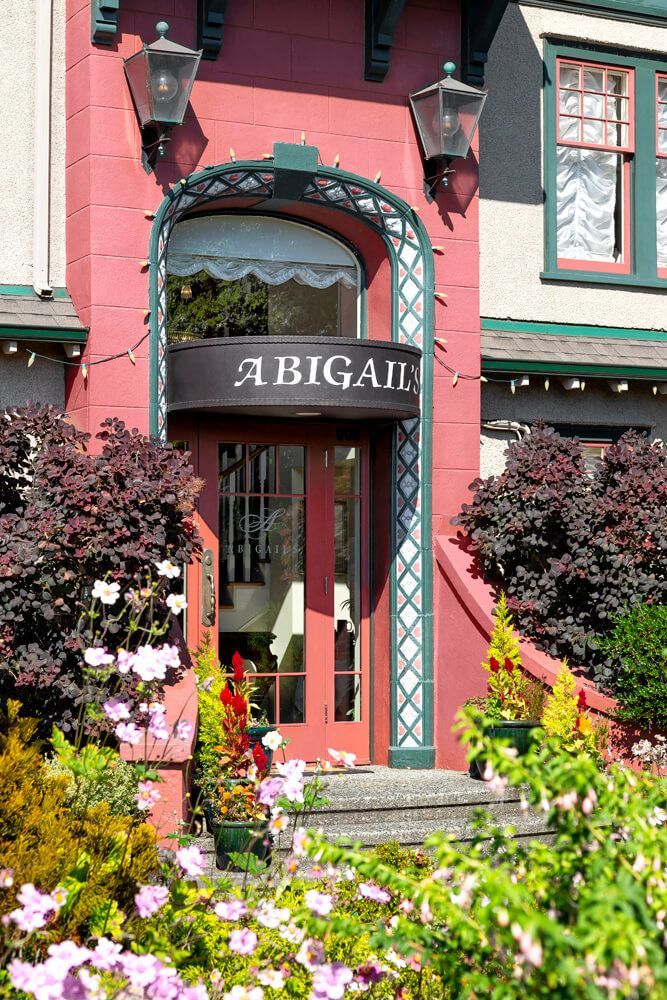 A red building with a sign that says Abigail's