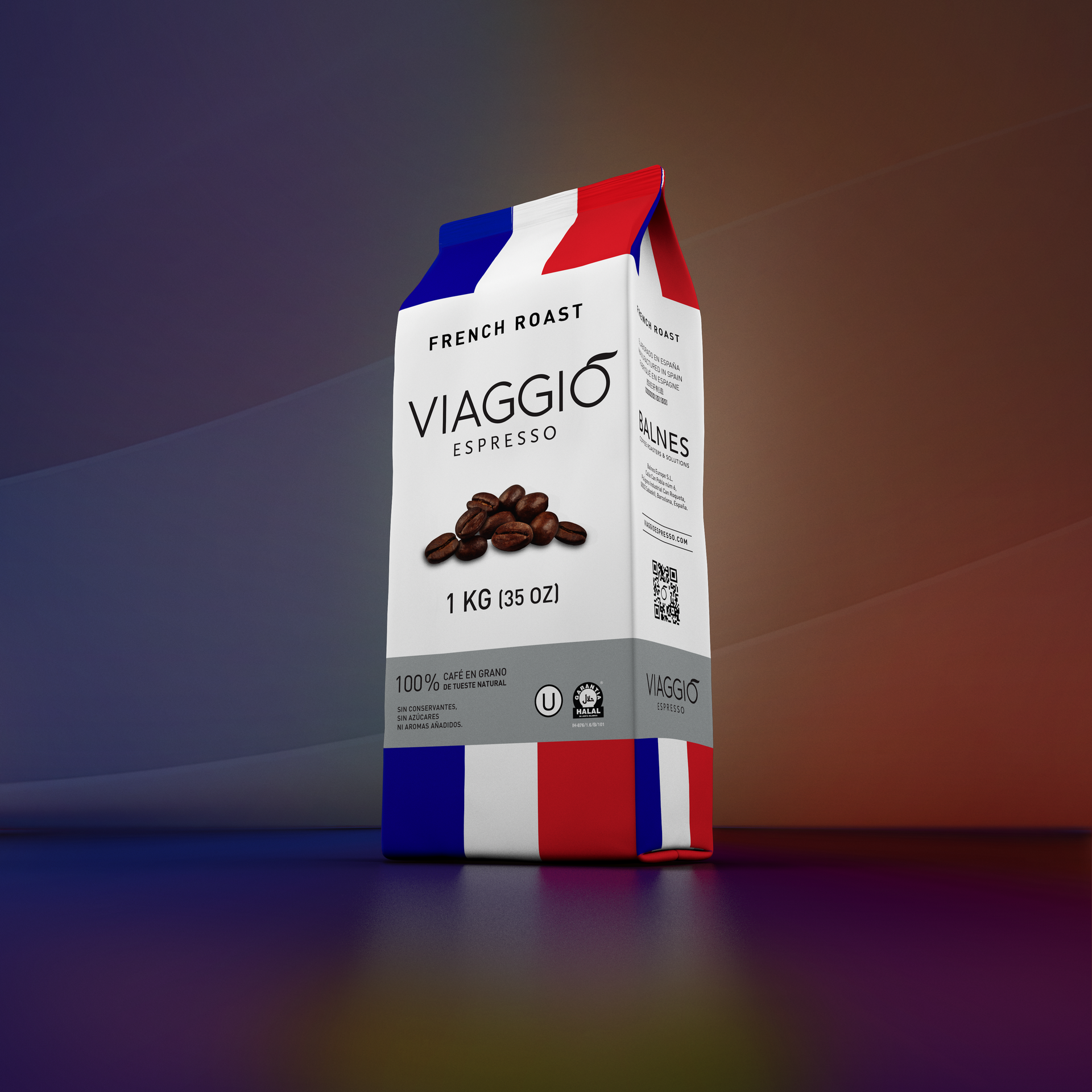 Una bolsa de granos de café tostado francés Viaggio