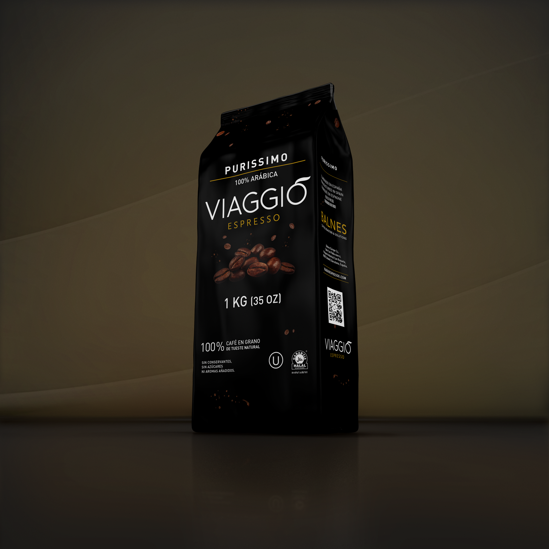 Una bolsa de café Viaggio está sobre una mesa.