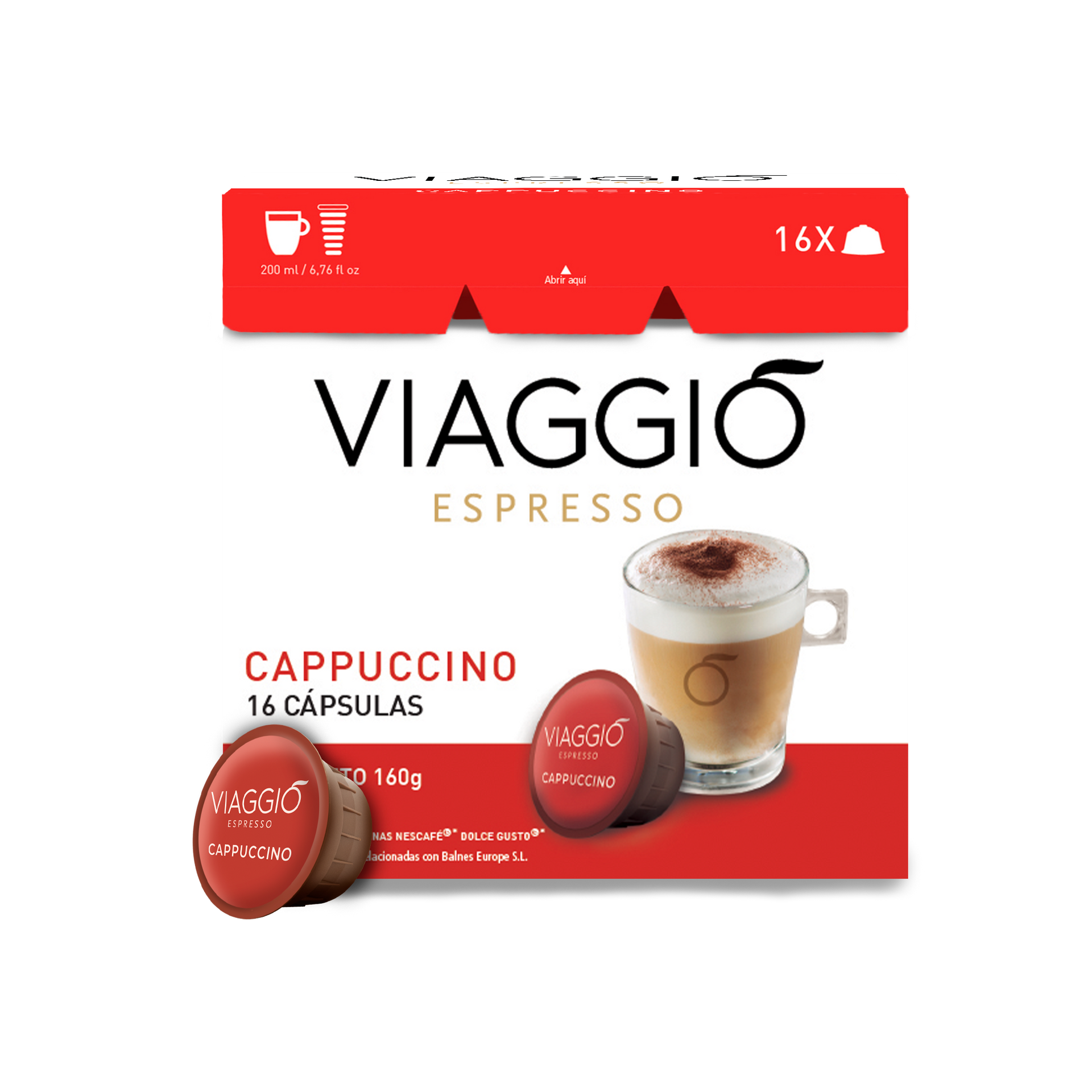 Una caja de viaje para espresso y capuchino con 16 cápsulas.