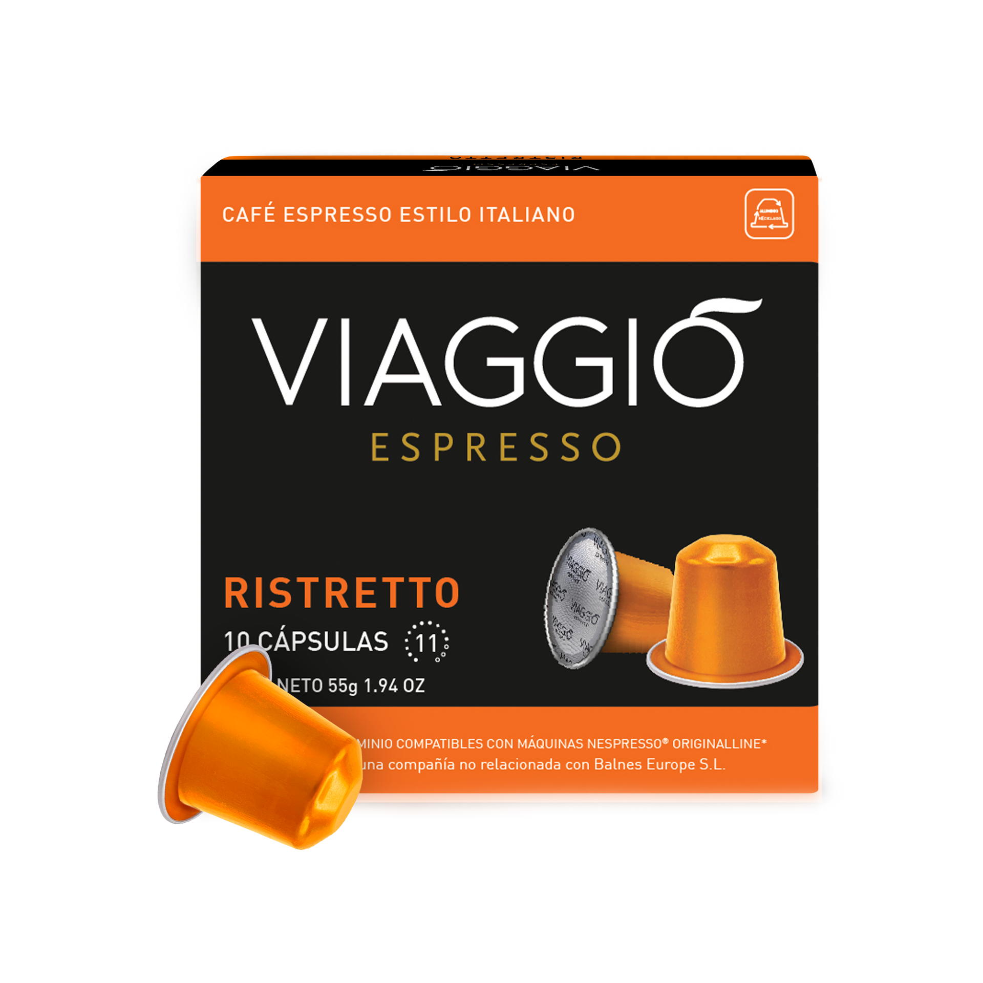 Una caja de cápsulas de café espresso ristretto de viaje.