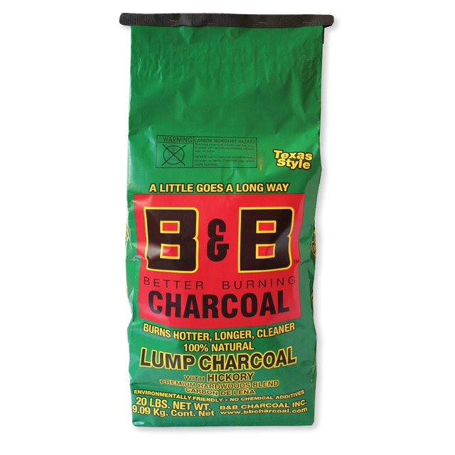2 Pack 10 Pounds B&B Charcoal Signature Low Smoke Long Burning Oak Lump Charcoal with All Natural Material for Grills and Barbecues 