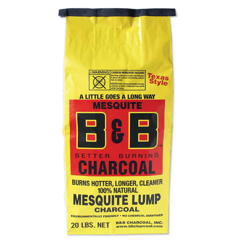 20lb bag B&B Mesquite Lump Charcoal