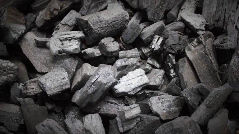 Closeup of lump charcoal