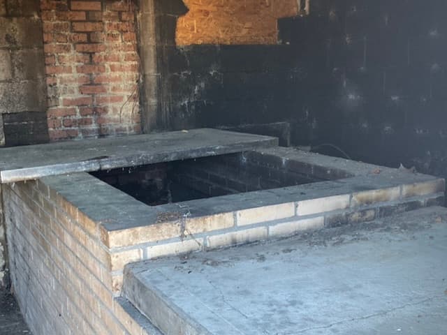 Old school block pit for smoking and barbecue