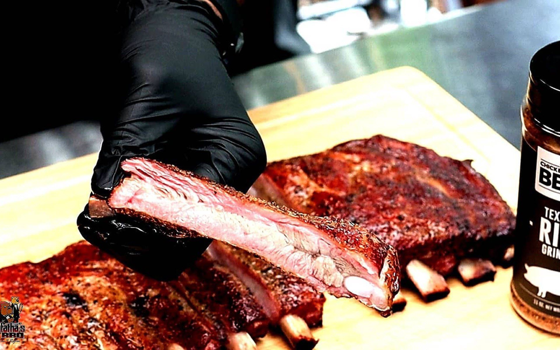 Closeup photo of a pork rib
