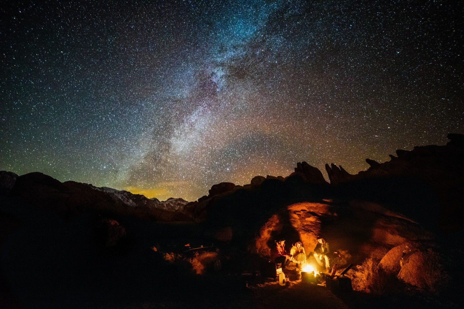 Image of  rocky desert mountains and starry night