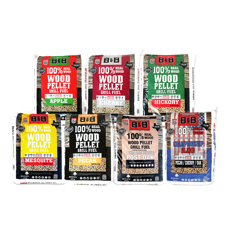 7 Bags of different flavors of B&B Wood Pellets
