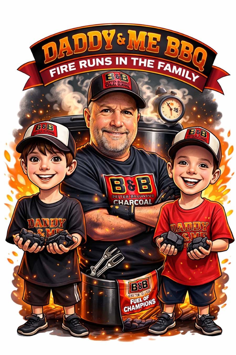 B&B Team Member Chris, Kolby & Kyle Schnautz, Pitmaster of  Daddy and Me BBQ