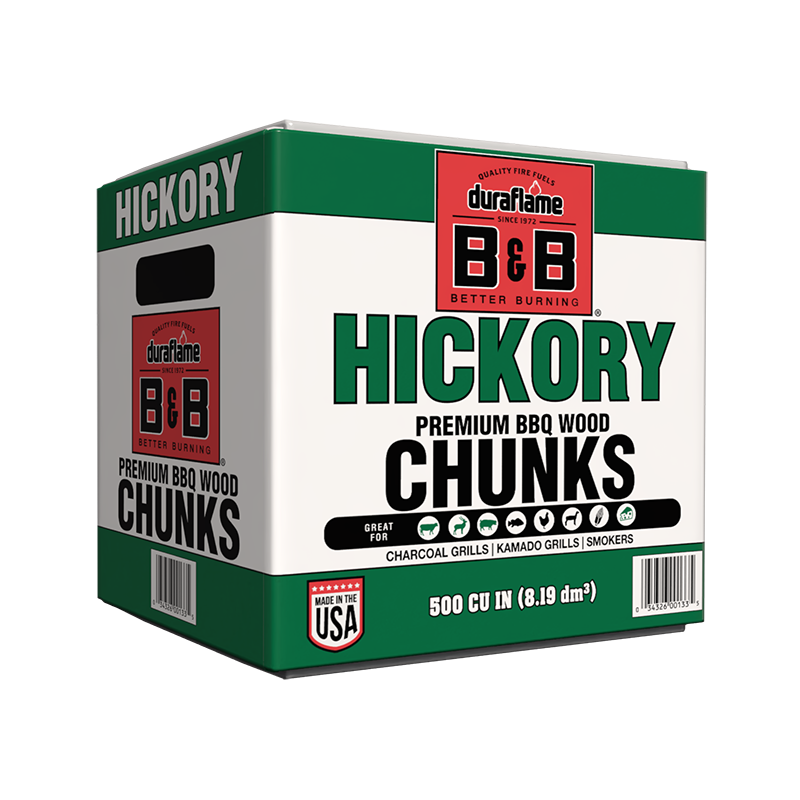 500 cubic inch Box of B&B Hickory Smoking Wood Chunks, hickory wood for smoking, hickory wood chunks