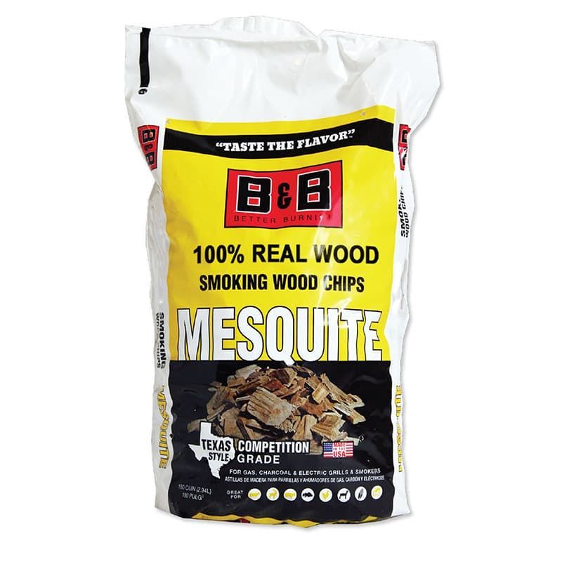 180 cubic inch bag of B&B Mesquite Smoking Wood Chips, mesquite chips, smoker wood chips, wood chips for smoking