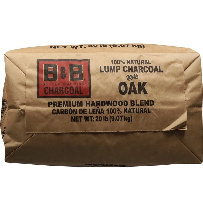 B&B Oak Premium Hardwood Lump Charcoal 20lb bottom of bag