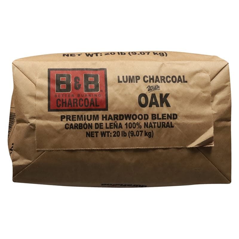 B&B Oak Premium Hardwood Lump Charcoal 20lb bottom of bag