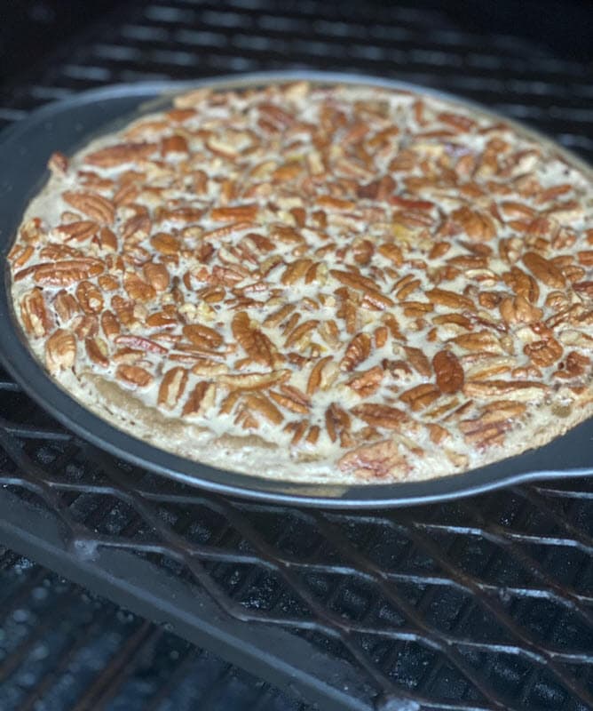 Whiskey Maple Bacon Pie on the grill