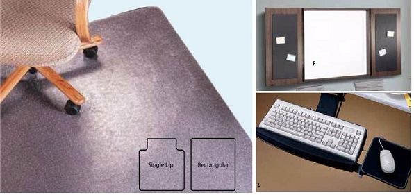 A chair a keyboard and a mouse are shown in a collage