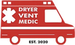 The logo for dryer vent medic is a red ambulance with a white star of life on the side.