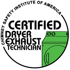A logo for a certified dryer exhaust technician.