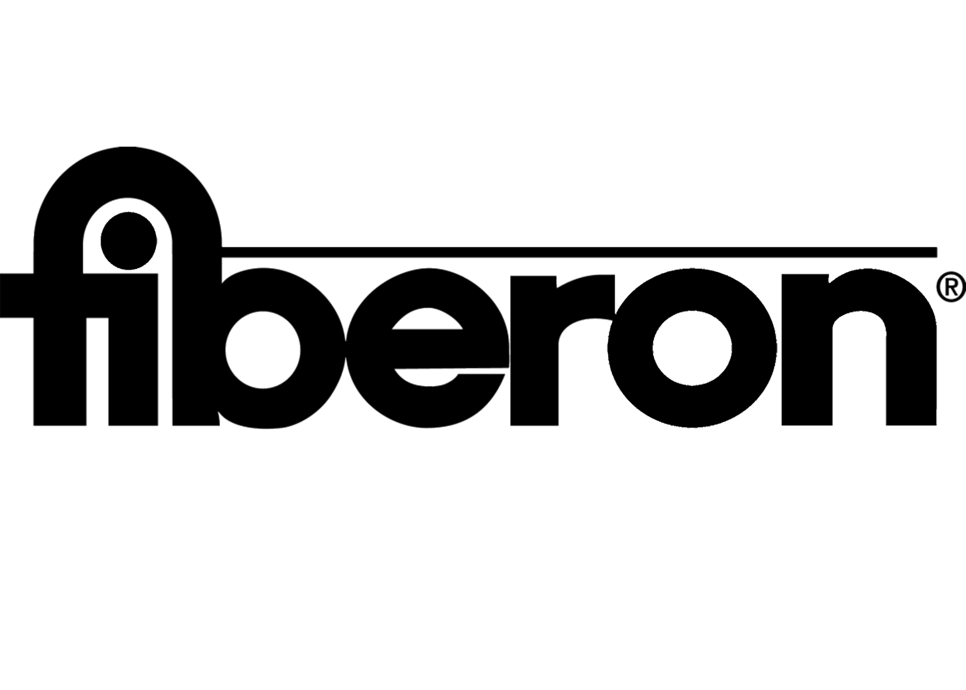 Fiberon logo in black lowercase letters with a stylized “f” icon on a white background