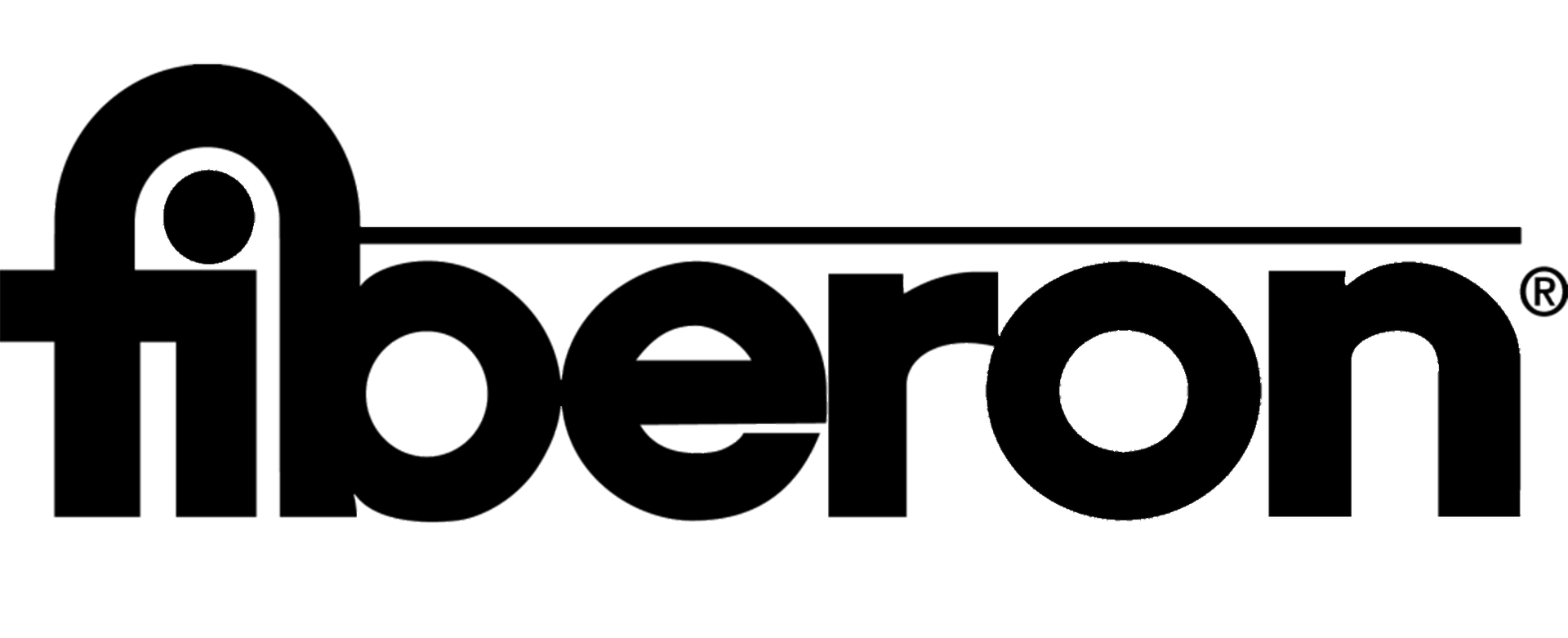 Fiberon logo in black text with a stylized leaf over the “i” on a white background