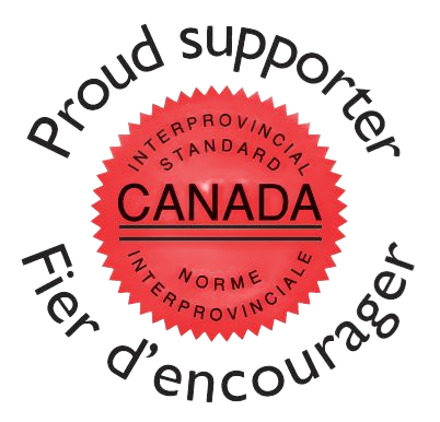 Proud supporter badge with red Canada seal and bilingual text “Proud supporter / Fier d’encourager”