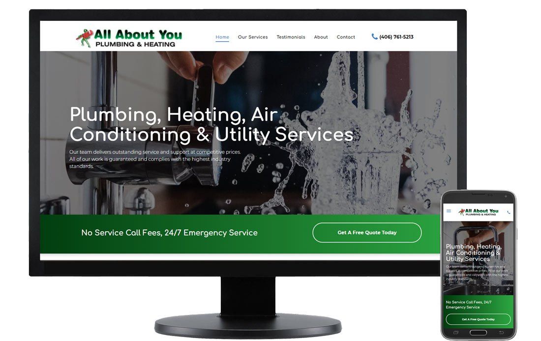 All About You Plumbing and Heating - Website Design For Contractors