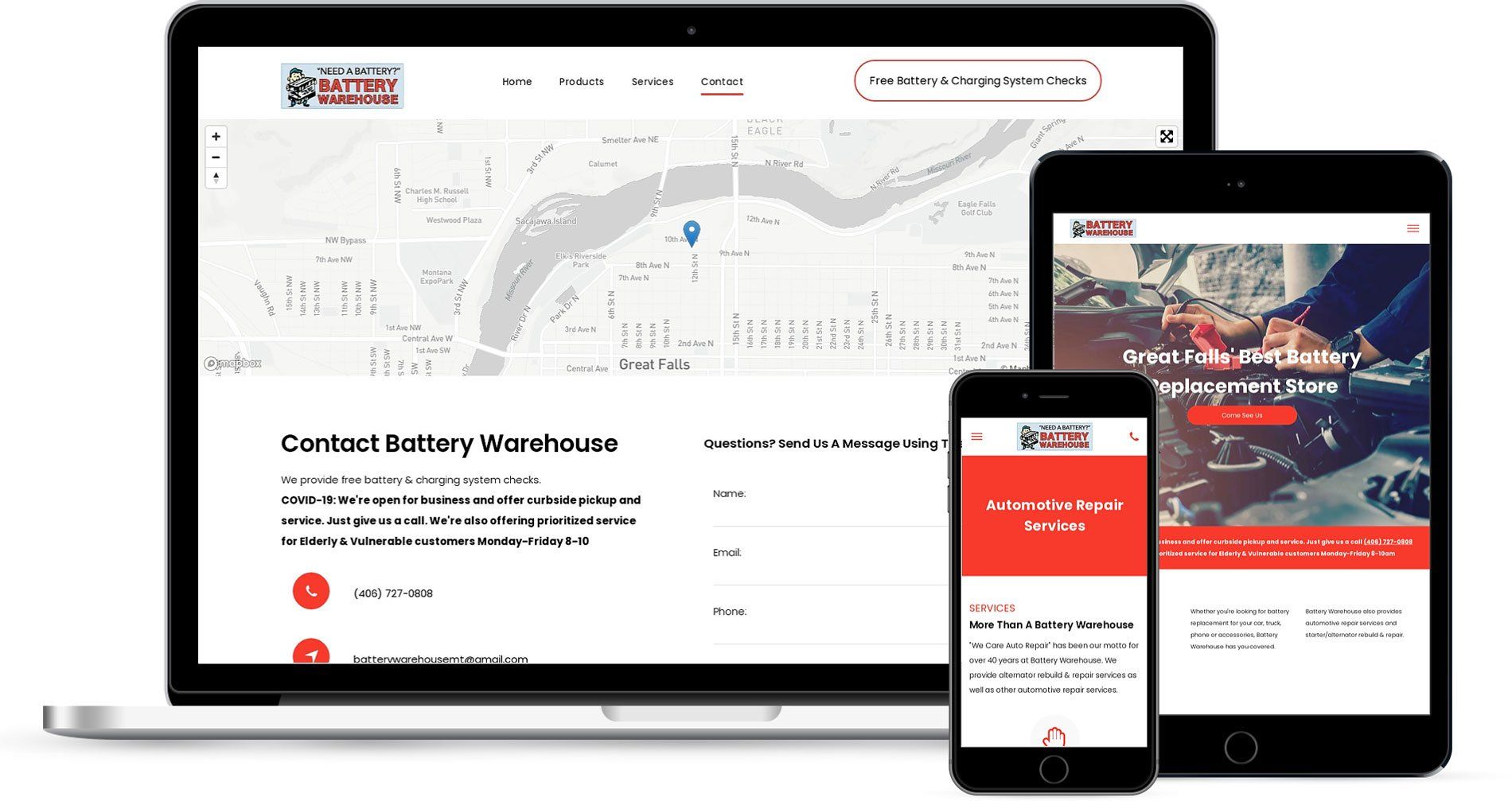 Battery Warehouse Website Design Mockup