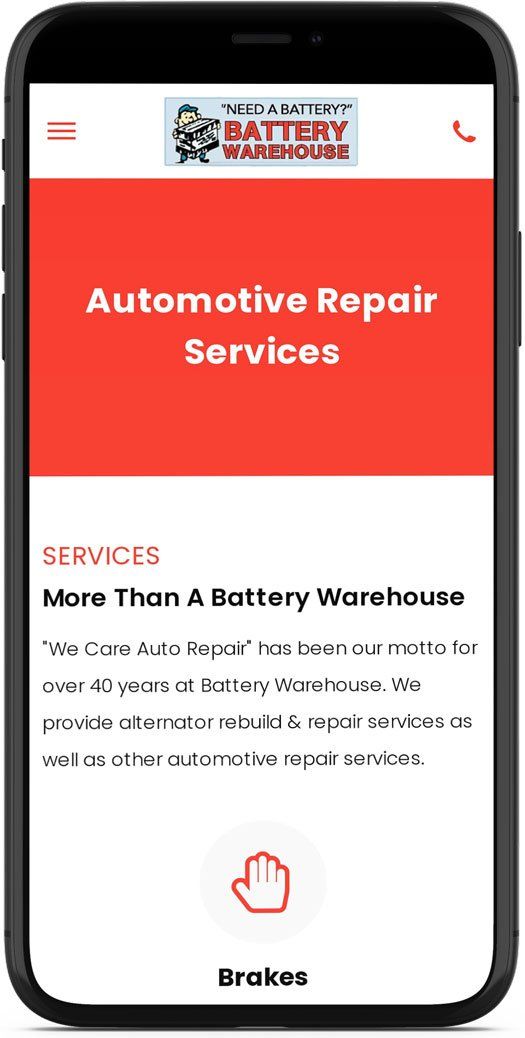 Battery Warehouse Website Design Mobile Mockup