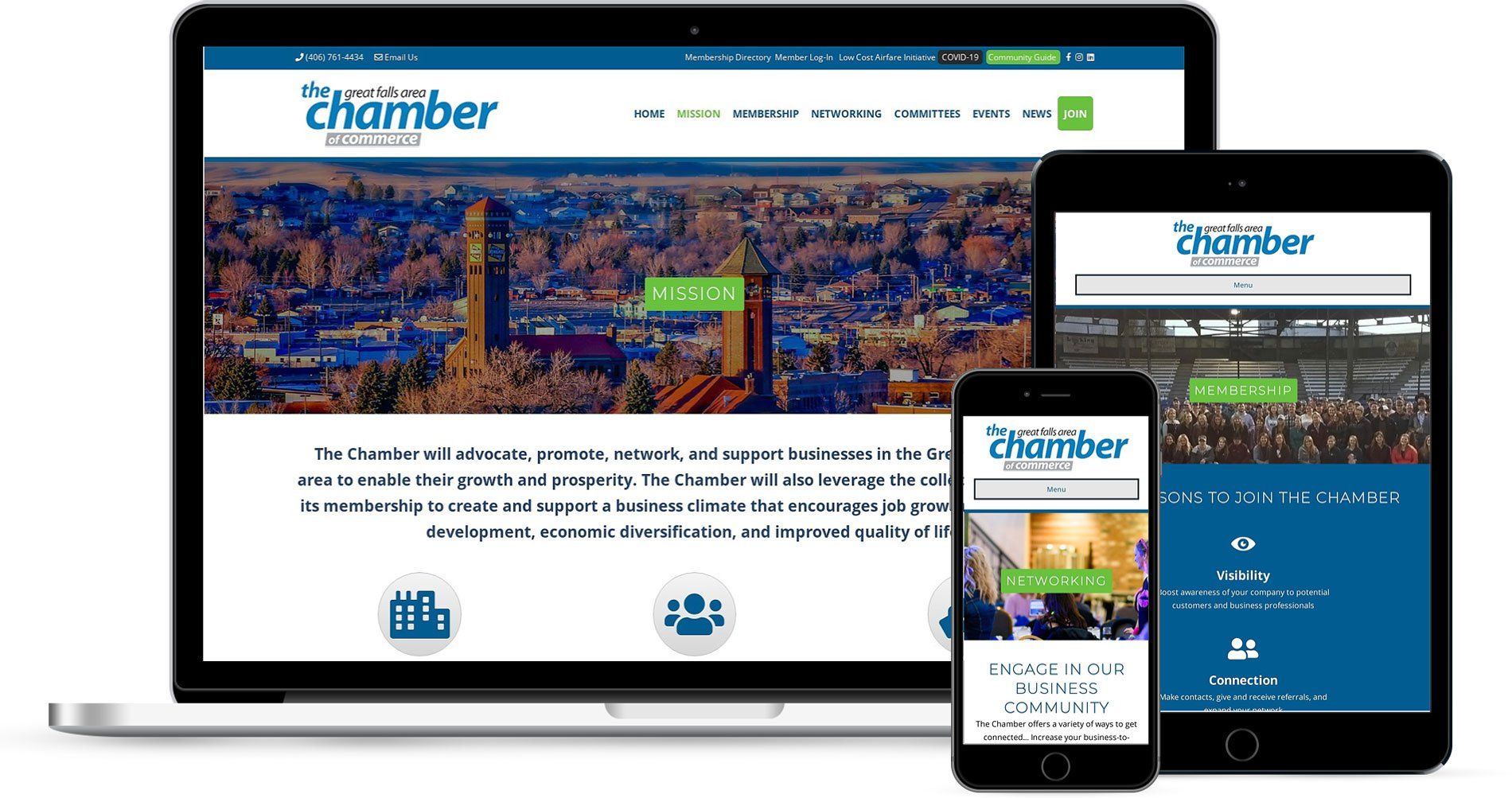 Great Falls Chamber Website Design Mockup