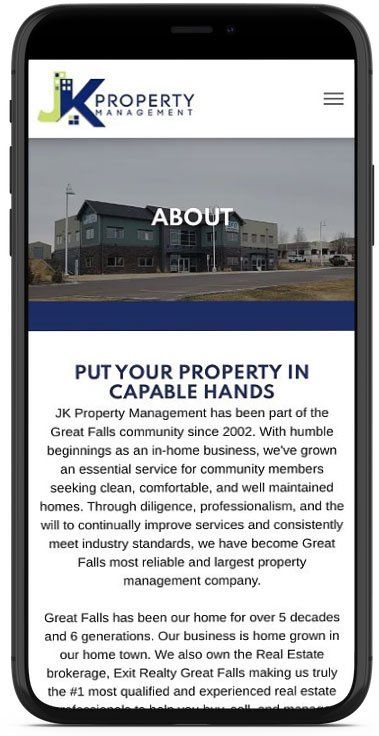 JK Property Management Website Design Mobile Mockup