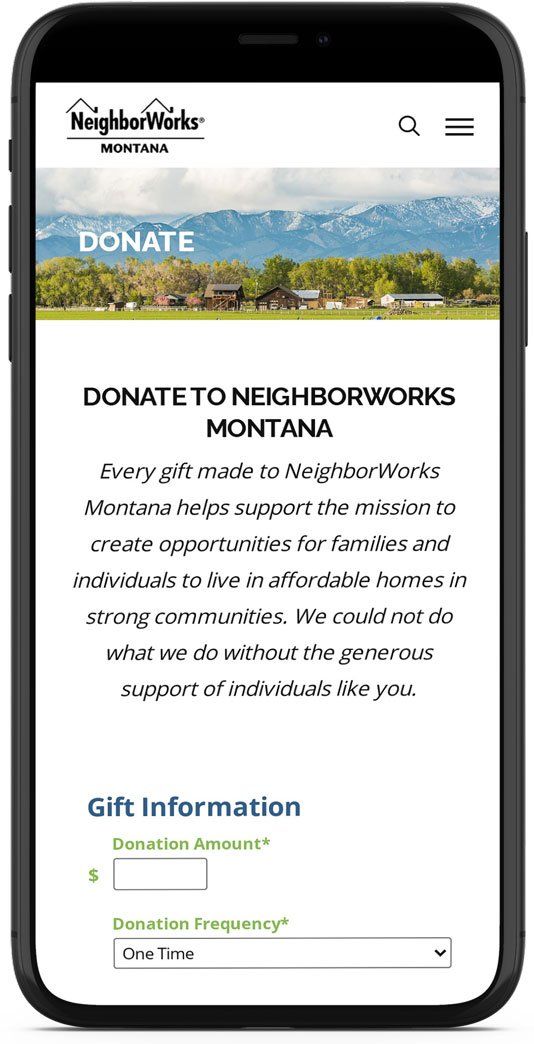 NeighborWorks Montana Mobile Website Design Mockup