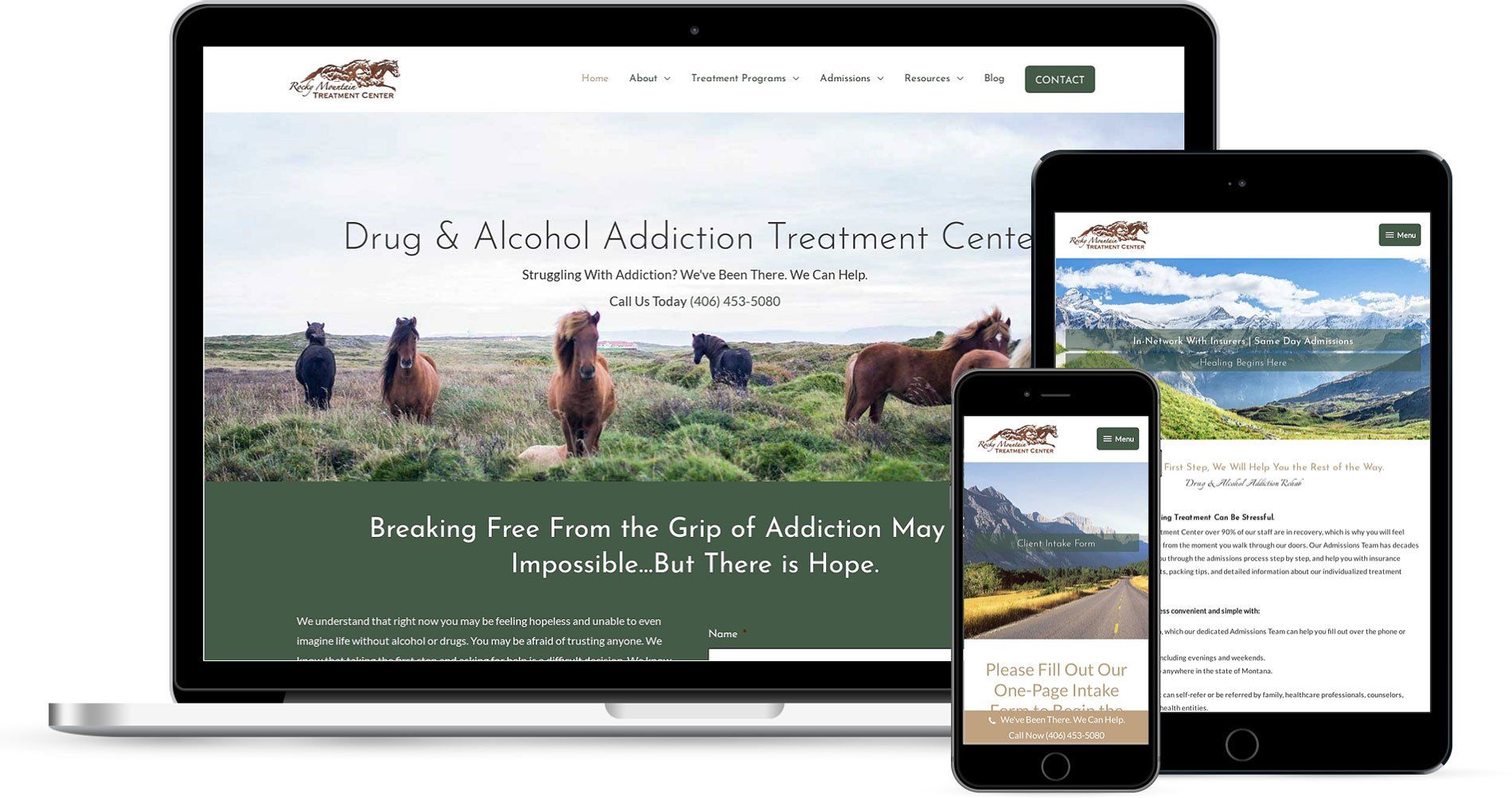 Rocky Mountain Treatment Center Website Design Mockup