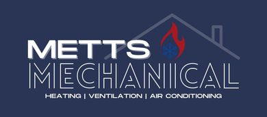 A logo for metts mechanical heating ventilation and air conditioning