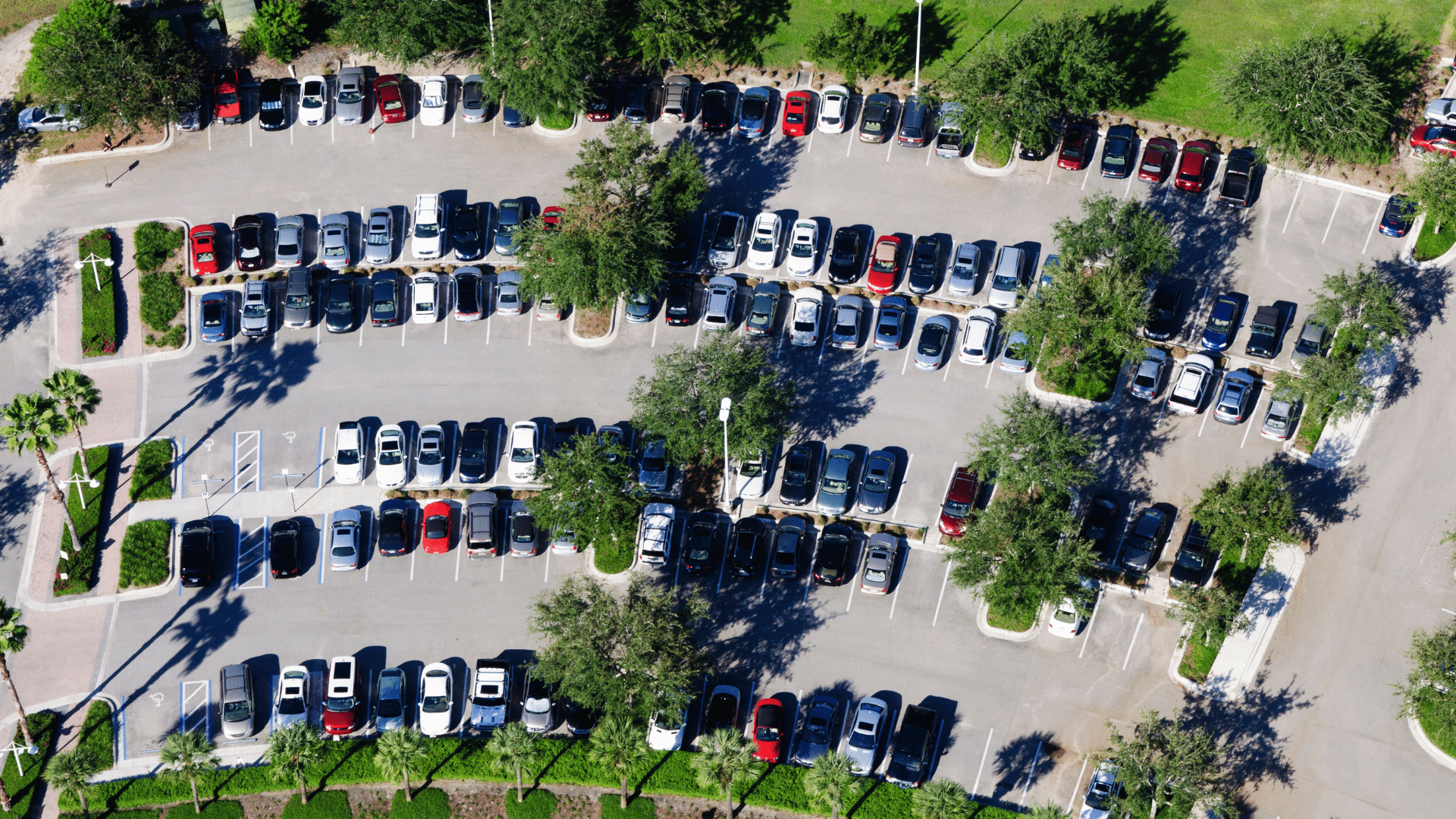 overhead parking lot overhead view