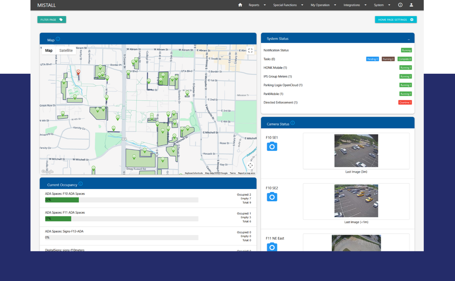 A computer screen shows a map of a city