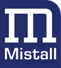 A blue and white logo for a company called mistall