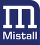 A blue and white logo for a company called mistall