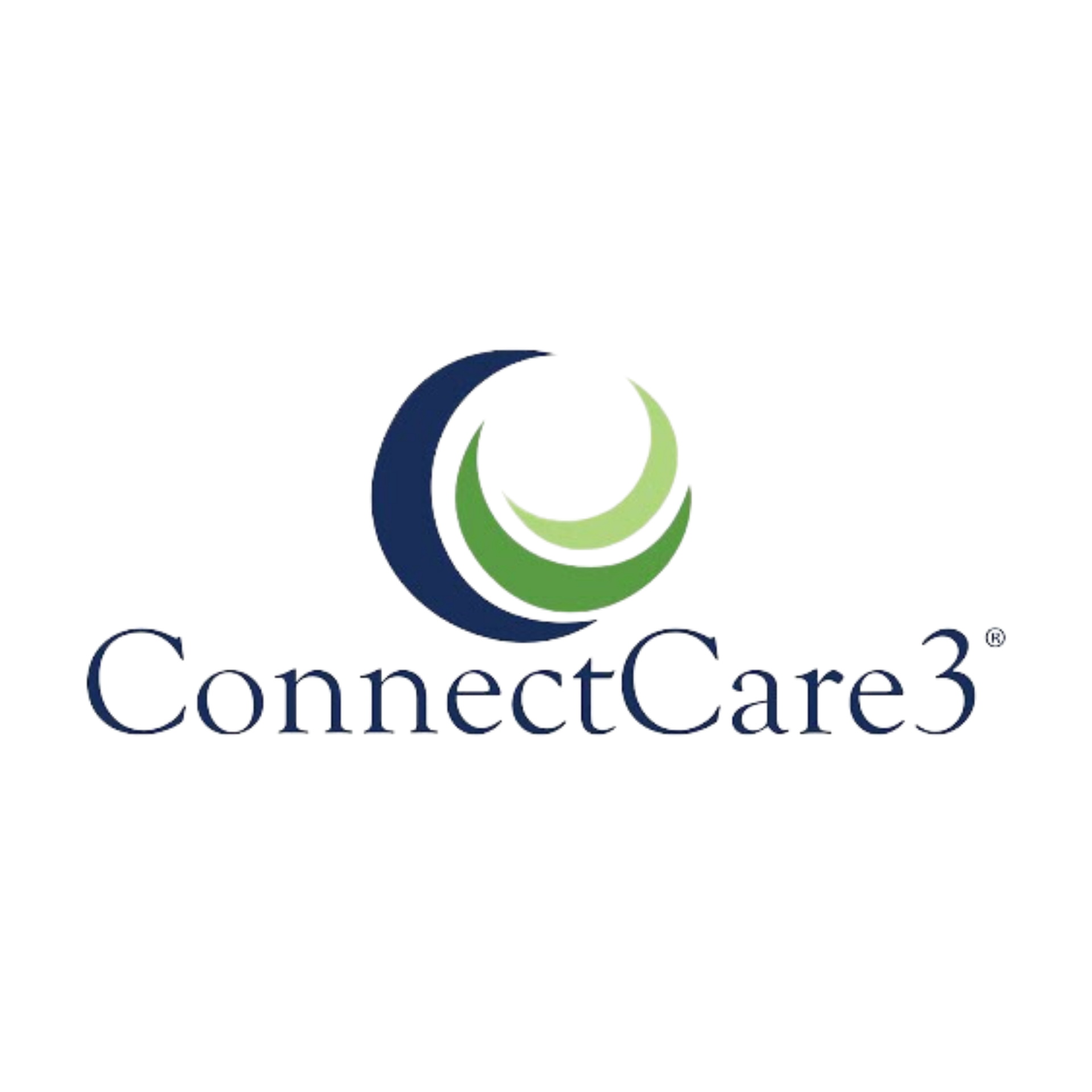 The connectcare3 logo is a blue and green circle with a crescent moon in the middle.