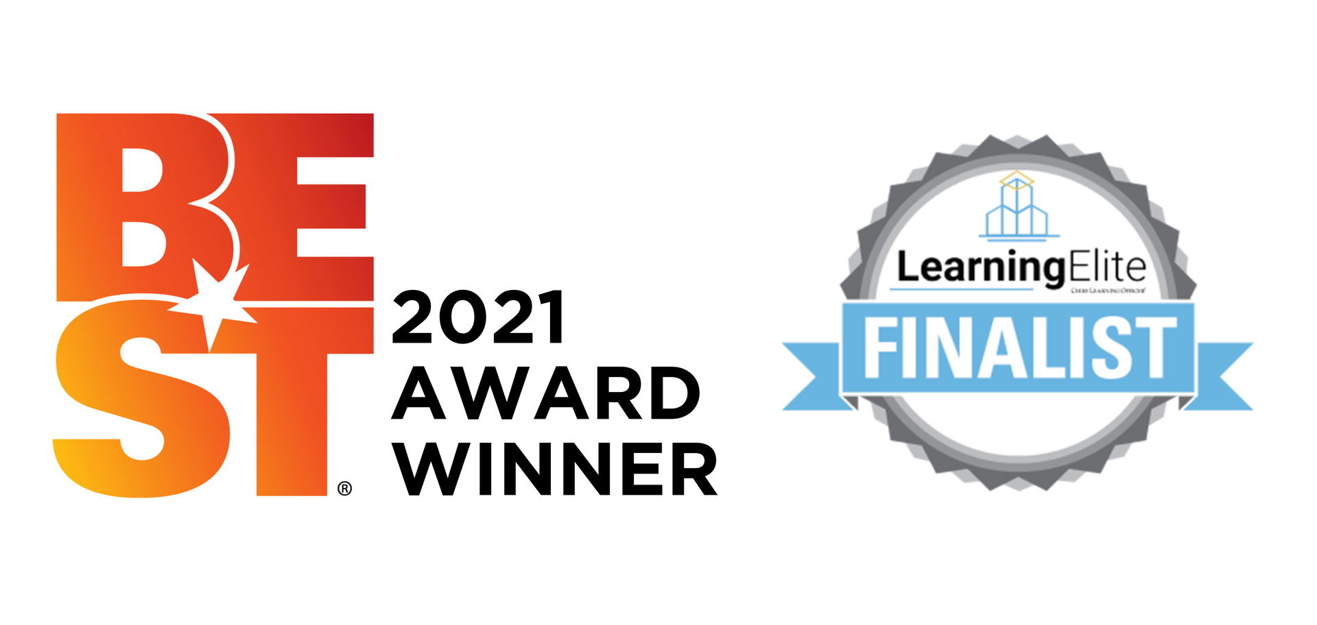 A logo for a 2021 award winner and a logo for a finalist.