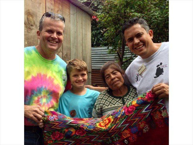 TOM, EDWIN, AND FRANKIE VISITING JUANITA AND SEEING HER NEW ROOM THAT WAS BUILT BY WAY-BI VOLUNTEERS. JUANITA PRESENTED A TRADITIONAL MAYAN WEEPIL TO US FOR HER GRATITUDE FOR GIVING HER SOMETHING TO LIVE FOR. IT TOOK JUANITA NINE MONTHS TO MAKE THIS TRADITIONAL BLOUSE FOR MAYAN WOMEN. THANK YOU TO ALL WHO HAVE MADE JUANITA'S PLEA OF COMPASSION A SUCCESS.