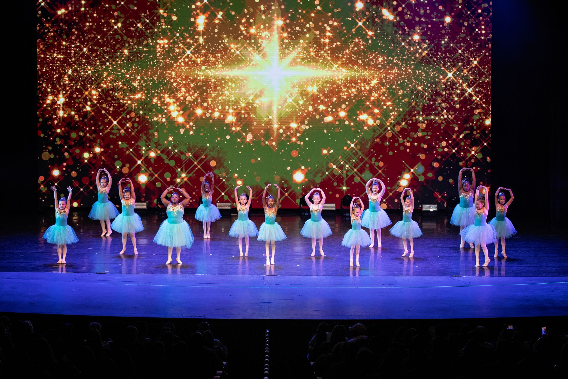 Ballet dancers in turquoise 2025 dance showcase